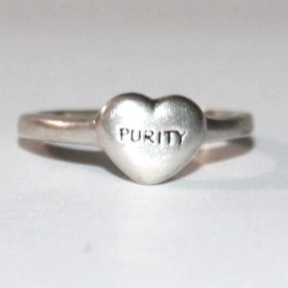 Sterling Silver Purity Heart Ring - Picture 1 of 7